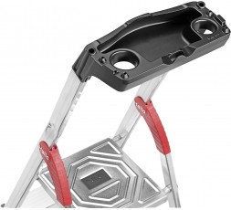 Escalera doméstica de aluminio de 5 peldaños Hailo L80 Comfort con bandeja superior portaherramientas 2