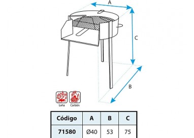 IMEX EL ZORRO 71580 Barbacoa Redonda con Soporte para Paella, diámetro 40 x 75 cm, Negro