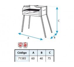 Barbacoa negra Imex El Zorro 71762 con parrilla metálica y soporte de cuatro patas. 2