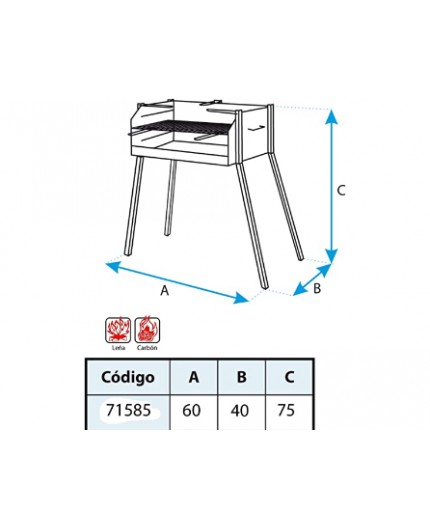 IMEX EL ZORRO 71762 Barbacoa con Parrilla Cincada, Negro, 49x48x73 cm,