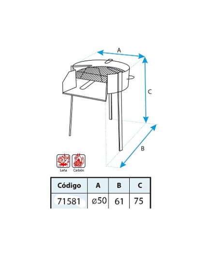 IMEX EL ZORRO 71581 Barbacoa Redonda con Soporte para Paella, diámetro 50 x 75 cm, Negro