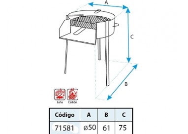 IMEX EL ZORRO 71581 Barbacoa Redonda con Soporte para Paella, diámetro 50 x 75 cm, Negro