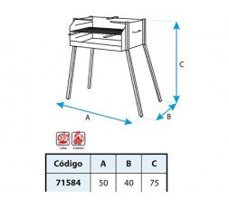 IMEX EL ZORRO 71584 Barbacoa Cuadrada con Soporte para Paella, 50 x 40 x 75 cm, Negro, 2