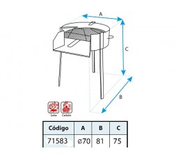 Barbacoa redonda de hierro Imex El Zorro con soporte para paella, medidas 70 cm de diámetro y 75 cm de altura 2