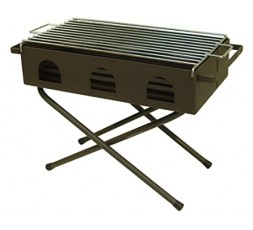 Barbacoa rectangular portátil y plegable Imex El Zorro modelo 71445 con patas de tijera cruzadas y parrilla zincada.