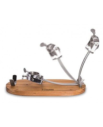 3 CLAVELES - SOPORTE JAMONERO PLEGABLE Y GIRATORIO 2 POSICIONES - MADERA Y ACERO INOXIDABLE