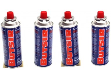 BUTSIR - Pack 4 Cartuchos de Gas B-250 | Camping y Emergencias