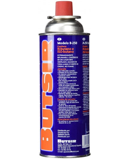 BUTSIR - Pack 4 Cartuchos de Gas B-250 | Camping y Emergencias