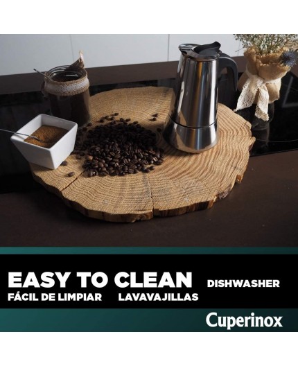 Cuperinox Cafetera Italiana Inducción 2 Tazas – Acero Inoxidable