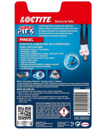 LOCTITE Super Glue Transparente 5 g - Pincel Aplicador Preciso