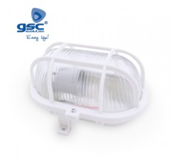 Aplique ovalado plástico, E27 60W 230V Blanco