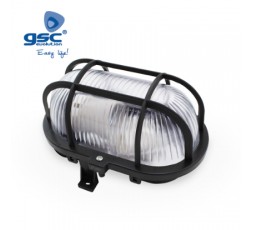 Aplique ovalado plástico, E27 60W 230V Negro