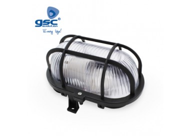 Aplique ovalado plástico, E27 60W 230V Negro