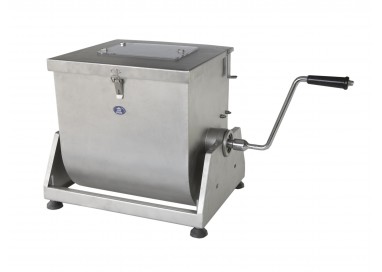 Mezcladora amasadora manual Garhe de 20 litros en acero inoxidable con manivela y cubeta abatible