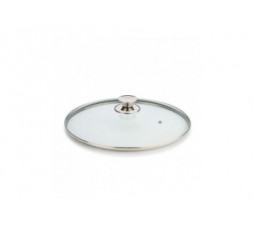 TAPA VIDRIO 40 CM POMO INOX