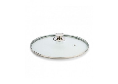 TAPA VIDRIO 40 CM POMO INOX