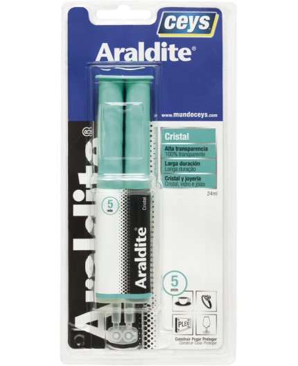 Blíster de adhesivo epoxi CEYS Araldite Cristal de 24ml para uniones invisibles de alta resistencia