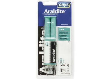 Blíster de adhesivo epoxi CEYS Araldite Cristal de 24ml para uniones invisibles de alta resistencia