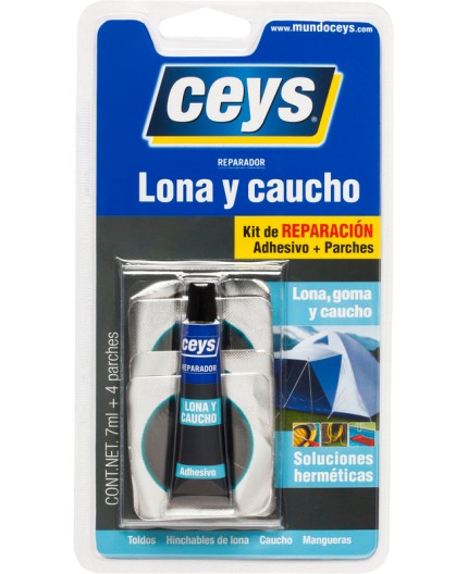 Kit Reparación Lona, Goma y Caucho Ceys | Adhesivo + Parches