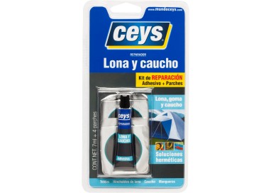 Kit Reparación Lona, Goma y Caucho Ceys | Adhesivo + Parches