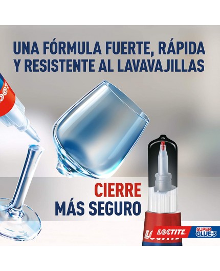 LOCTITE Super Glue Cristal y Vidrio 3 g - Adhesivo Transparente