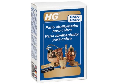 Caja de paño abrillantador HG para cobre y latón con ejemplos de objetos de bronce brillantes