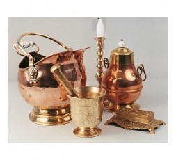 Caja de paño abrillantador HG para cobre y latón con ejemplos de objetos de bronce brillantes 2