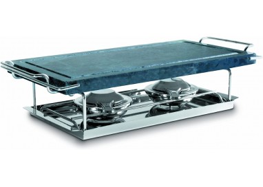 Ibili - Grill Piedra Con Soporte + Bandeja + 2 Lamparillas Acero Inox