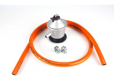 Kit Gas Butano Completo | Regulador, Manguera 1.5m, Abrazaderas