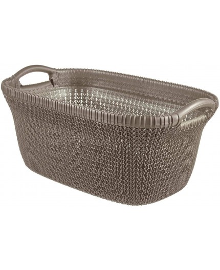Cesta para ropa Curver KNIT 40 litros color marrón topo con diseño efecto tejido