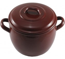 OLLA ABOMBADA ESMALTE MARRON - 16CM