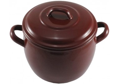 OLLA ABOMBADA ESMALTE MARRON - 16CM