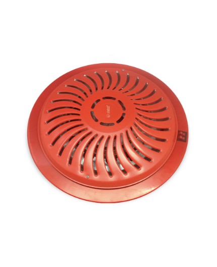 Brasero eléctrico rojo de 900W con doble interruptor independiente.