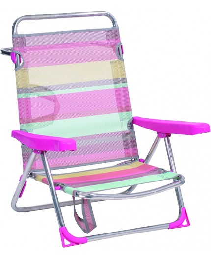 ALCO - SILLA PLAYA RAYAS ROSAS CON ASA ALCO - SILLA PLAYA RAYAS ROSAS CON ASA