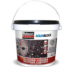 Rubson Aquablock SL3000 Silicona Líquida negra, impermeabilizante 1kg