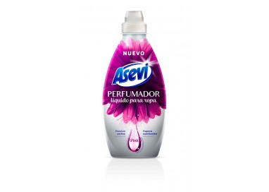 Envase de 720 ml del perfumador líquido Asevi Pink con diseño de flores fucsias.