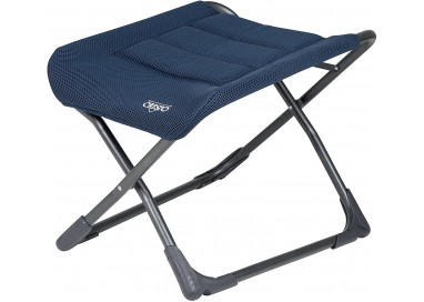 Reposapiés plegable Crespo de color azul oscuro con tejido acolchado 3D Air Deluxe sobre estructura metálica.