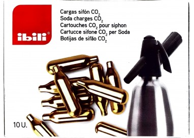 Cargas de CO2 Ibili – Pack de 10 unidades para sifón de soda.