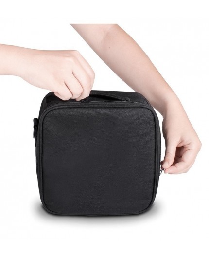 BOLSA PORTA ALIMENTOS COMPACT CON ASA Y CINTA COLGADORA - NEGRA