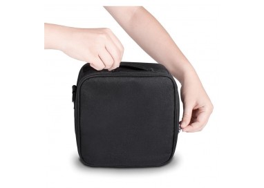 BOLSA PORTA ALIMENTOS COMPACT CON ASA Y CINTA COLGADORA - NEGRA