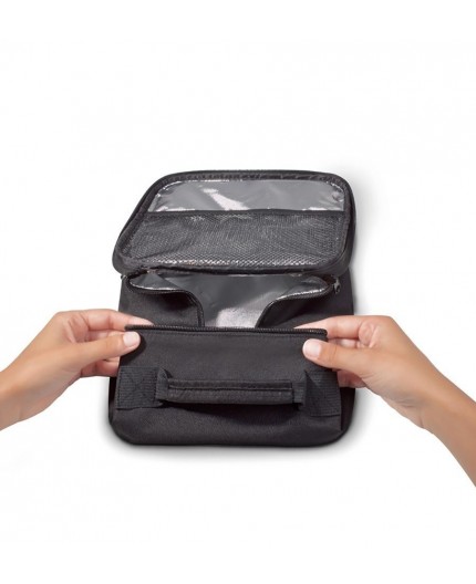 BOLSA PORTA ALIMENTOS COMPACT CON ASA Y CINTA COLGADORA - NEGRA