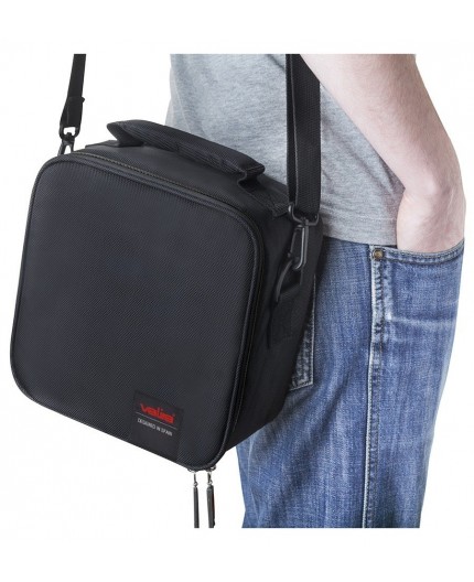 BOLSA PORTA ALIMENTOS COMPACT CON ASA Y CINTA COLGADORA - NEGRA