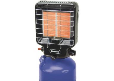 Estufa de pantalla Butsir Barrachina montada sobre botella azul Campingaz