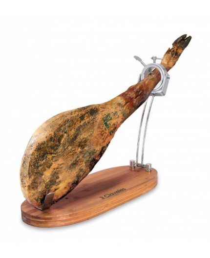 3 CLAVELES - SOPORTE JAMONERO PLEGABLE Y GIRATORIO 2 POSICIONES - MADERA Y ACERO INOXIDABLE