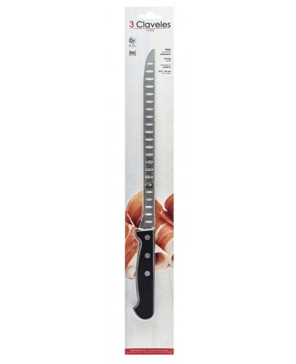 3 CLAVELES Cuchillo Jamonero Alveolado 24 CM – Mango POM
