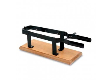 FLORES CORTES Soporte Jamonero Pinza Negro con Base de Madera