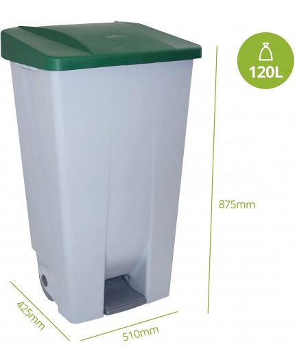 CONTENEDOR BASURA SELECTIVO CON RUEDAS Y PEDAL - 120 L