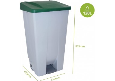 CONTENEDOR BASURA SELECTIVO CON RUEDAS Y PEDAL - 120 L