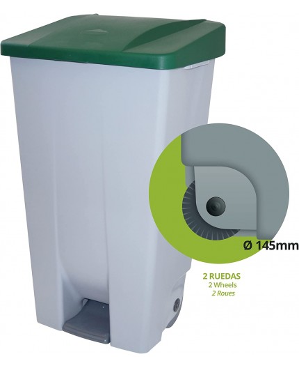 CONTENEDOR BASURA SELECTIVO CON RUEDAS Y PEDAL - 120 L