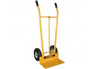 Carretilla de carga Ayerbe con ruedas neumáticas de 260 mm y llanta metálica.